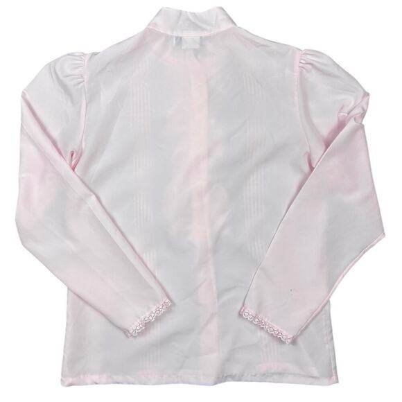 Vintage 70's Lucky Winner Light Pink Ruffle Puff Sleeve Top 14 Button Up Blouse - Picture 7 of 7